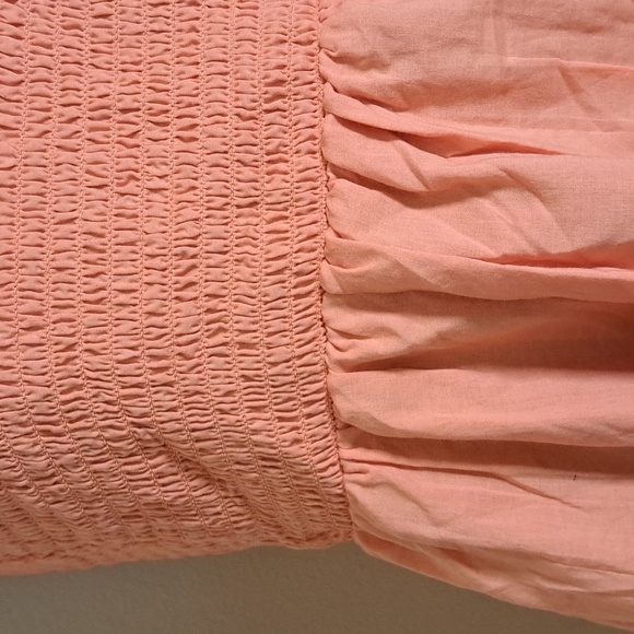 Black Tape Cotton Smocked Babydoll Dress in Coral Cloud SM - Picture 4 of 11